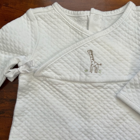 Janie and Jack White Quilted Sleeper Gray Giraffe - Picture 3 of 8